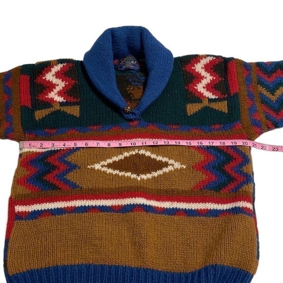 Muskoka Lakes Vintage Shetland Wool Shawl Collar Southwest Sweater /Size Medium - Picture 9 of 12
